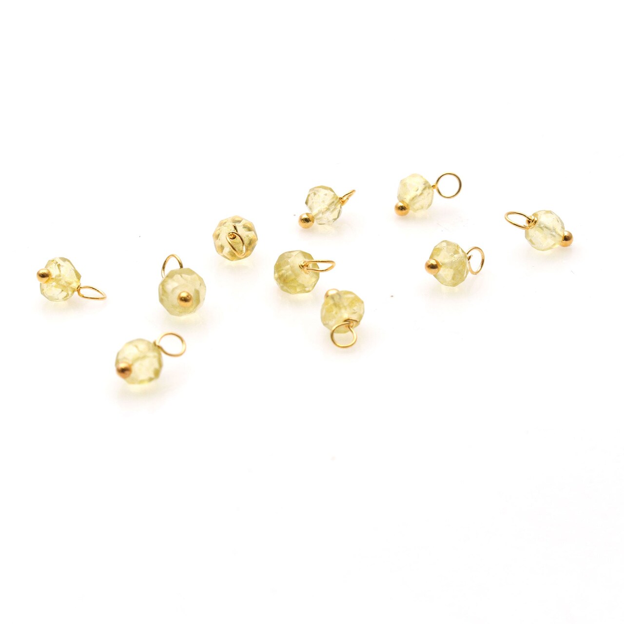 Raw Gemstone Charms, Round 6x4mm Natural Connector, Gold Plated Wire Wrapped, DIY Jewelry, 10pc Lot, GemMartUSA (50150)
